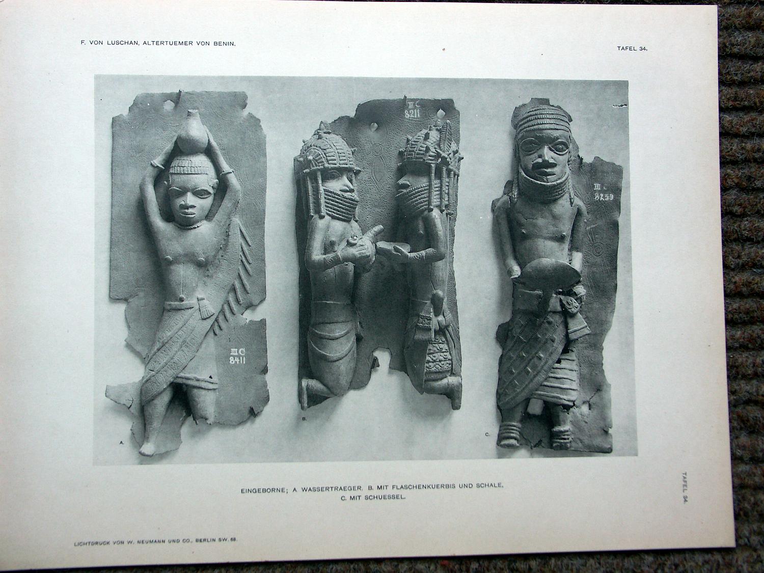 zz-lusc19,tafel 34 benin nigeria,bronze-platte mit figur (b-iiic08411